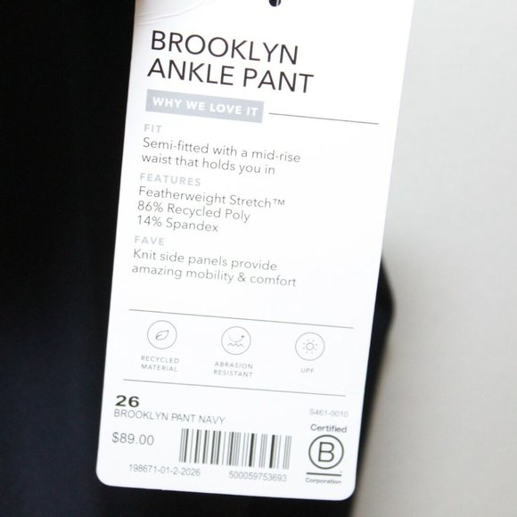 NWT Athleta Brooklyn Ankle Pants Navy Blue Women's Plus Size 26 H11522 - Picture 6 of 14